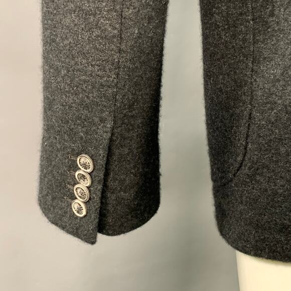 FEDELI Size 40 Grey Black Cashmere Single Breasted Pop Up Collar Coat - Picture 4 of 7